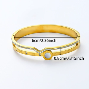 Bracelet double couche plaqué or en acier inoxydable avec cristaux et chiffres romains
