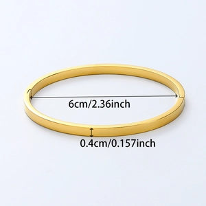 Classic 4mm 18K gold plated titanium steel bangle with 6cm inner diameter and stripe buckle
