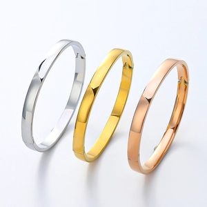 Minimalist Titanium Steel Oval Bangle For Women High Polished Hinged Buckle Bracelet Fashion Jewelry Gift Accessories