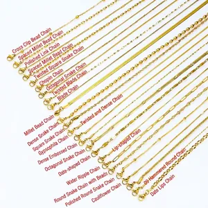 Minimalist Stainless Steel Link Chain Necklace For Women Gold Plated Snake Box Link Jewelry For Daily Fashion Commute
