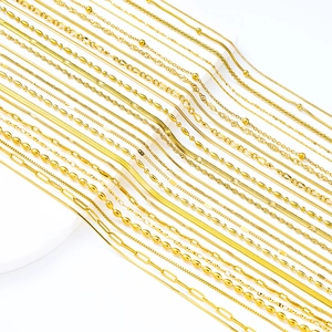 Collection of 18k gold plated stainless steel chains including snake and rope link styles