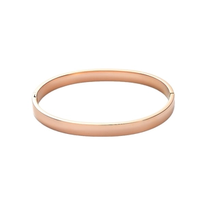 Polished rose gold 6mm titanium steel bangle with minimalist hinge clasp design
