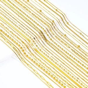 Assorted 18K gold plated stainless steel chains featuring snake and figaro styles