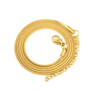 Flache quadratische Schlangenkette aus vergoldetem Edelstahl mit Karabinerverschluss