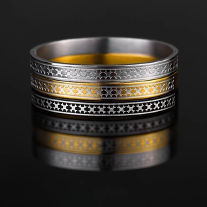 Stainless Steel Star Engraved Hinged Bangle For Women Men Vacuum Plated 18K Gold Silver Black Personalized Retro Jewelry