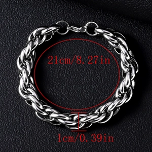 Dettaglio del bracciale a catena in acciaio inossidabile con indicazioni di larghezza e lunghezza