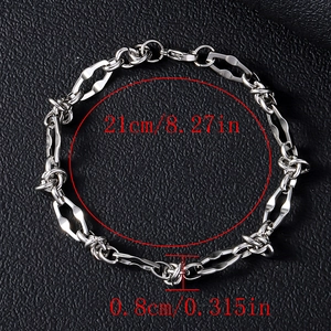 Bracciale da uomo in acciaio inossidabile argento, stile cubano, lunghezza 21 cm e punk