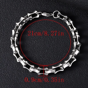 Bracciale da uomo in acciaio inossidabile argento con chiusura a moschettone e 21 cm
