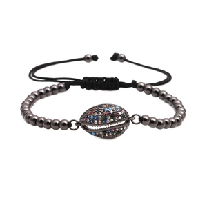 Bracelet Bohème avec Pendentif Coquillage Micro Pavé Zircon Coloré Perle de Cuivre Corde Tissée Ajustable Bijoux pour Femmes Mode