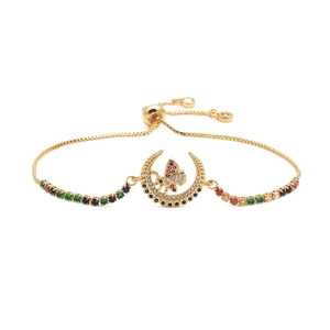 Bracelet en Cuivre Européen Américain Micro-pavage Zirconia Coloré Étoile Abeille Ajustable Tissé Cordon Milan Bijoux pour Unisexe