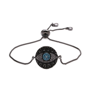 Evil Eye Bracelet Copper Zirconia Inlaid Adjustable Box Chain Women Jewelry Gift Fashion Elegant Western Charm Bracelet