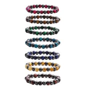 Natural Tiger Eye Hematite Beaded Bracelet For Men Women Healing Energy Stone Yoga Bracelet Handmade Jewelry Gift