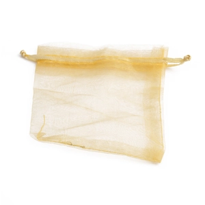 Bolsa de regalo de organza amarillo claro para joyas con cordón de 9x12cm