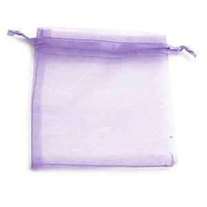 Bolsa de organza lavanda 9x12cm con cordón para empaque de joyas y regalos de boda