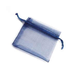 Dark blue 9x12cm organza drawstring pouch for jewelry and small gift packaging