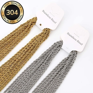 304 Stainless Steel Rope Chain Necklace With Lobster Clasp Twist Chain Durable Classic Minimalist DIY Jewelry Accessory