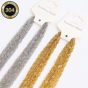Durable 304 Stainless Steel Water Wave Chain Necklace For DIY Jewelry Making Gold Silver Lobster Clasp Classic Necklaces Accessories