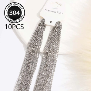 Lot de 10 colliers à chaîne plate de 3 mm en acier inoxydable 304 sur cartes blanches