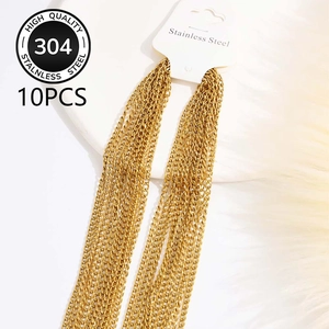 Lot de 10 colliers en acier inoxydable doré de 3 mm sur carte d'affichage