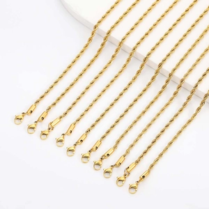 10-pack of classic gold-plated stainless steel rope chains with secure lobster clasps
