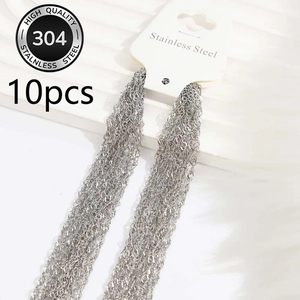 10-piece set of 304 stainless steel water wave chain necklaces with lobster clasps