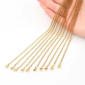 10-pack of 304 stainless steel gold-plated rolo chains with lobster clasps for jewelry
