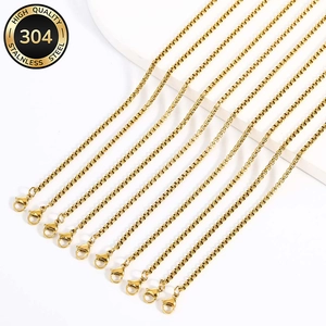 Set of 10 golden 304 stainless steel box chain necklaces with lobster clasp closures