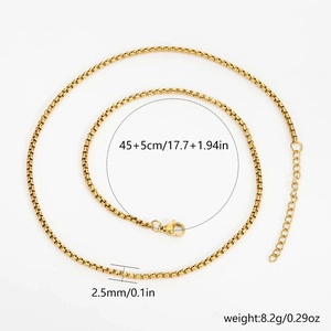 Klassieke 304 roestvrijstalen gouden box ketting met karabijnsluiting en verlenging