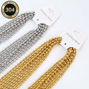 High Quality 304 Stainless Steel Bead Chain Necklace With Lobster Clasp Rice Bead Link Chain For Women Jewelry Making Accessory