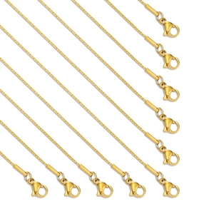 10-piece pack of gold-plated 304 stainless steel chain necklaces with lobster clasps