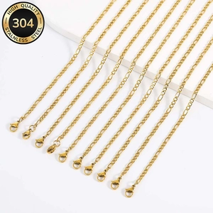 10pcs pack of high quality golden 304 stainless steel Figaro chain necklaces with lobster clasps