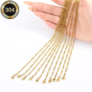 10-pack of 304 stainless steel Figaro chain necklaces with lobster clasp in golden finish