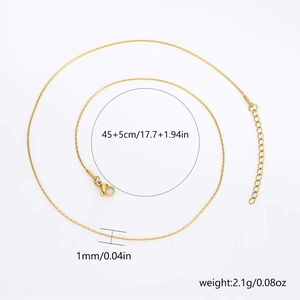 10pcs gold stainless steel cable chain necklaces with lobster clasp and adjustable length
