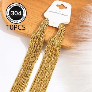 Golden 304 stainless steel flat pearl necklace chain set for DIY jewelry crafting