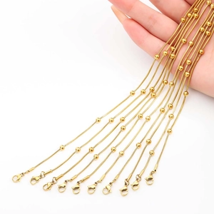 10-piece gold 304 stainless steel ball chains with durable lobster clasps for jewelry