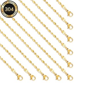 10-pack 304 stainless steel golden bead chain necklaces with lobster clasp closure