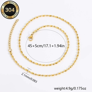 10-piece pack of golden 304 stainless steel bead necklaces with lobster clasp and chain