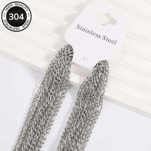 Detail view of 10-piece Figaro chain set in 304 stainless steel with lobster clasps