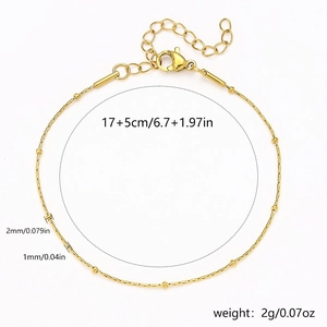 Golden bead chain bracelet set with 17cm main chain and 5cm extender for jewelry making