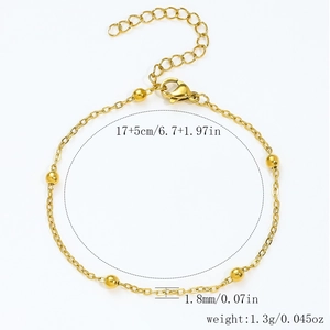 Bracelet chaîne dorée à perles 17+5cm avec largeur de 1,8mm et fermoir mousqueton