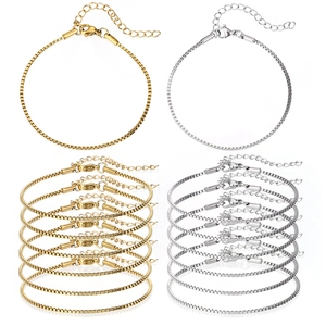Stainless Steel Box Chain Bracelets For DIY Jewelry Making Thin Fashion Link Bracelets With Lobster Clasp Extension Chain