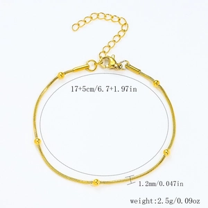 Golden snake chain bracelet set with 5 beads and adjustable lobster clasp for DIY jewelry