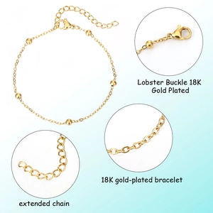 Bracelet à chaîne perlée plaqué or 18 carats pour création bijoux avec fermoir homard
