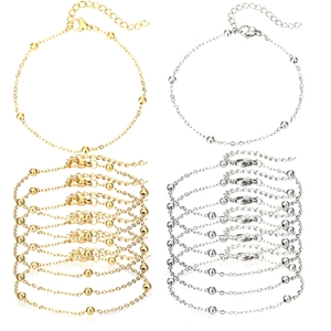 Bracelet Chaîne à Perles en Acier Inoxydable Minimaliste pour Femme Réglable Plaqué Or Argent Accessoires de Bijouterie Bracelet de Mode