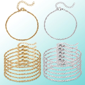 Stainless Steel Rope Chain Bracelets 18K Gold Plated Adjustable DIY Jewelry Making Components Lobster Clasp Extension Chain Jewelry Findings