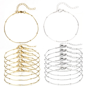 304 Stainless Steel Satellite Chain Bracelet Anklet Minimalist Gold Silver Round Bead Chain For Women DIY Jewelry Making
