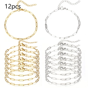 Stainless Steel Paperclip Chain Bracelet Adjustable Link Chain With Lobster Clasp Gold Silver Fashion Jewelry For Women Gift