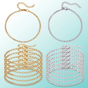 Catene per Bracciali in Acciaio Inossidabile a Maglia Rolo Per Gioielli Fai da Te Chiusura a Moschettone Estensore Oro Argento