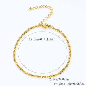 Golden double-link chain bracelet for DIY jewelry making with lobster clasp 17+5cm