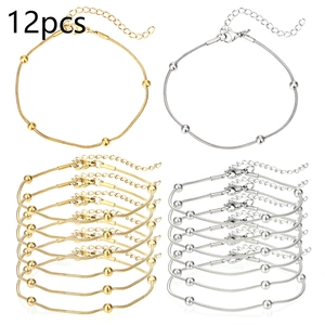 Detail showing 12pcs gold and silver bead snake chains with lobster clasps and extenders